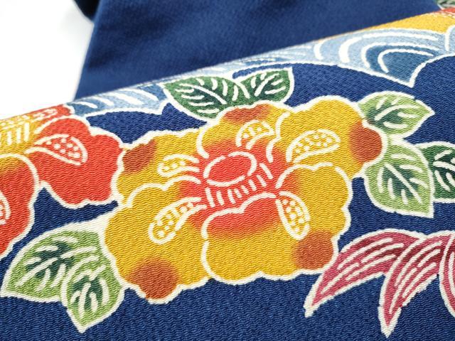 平和屋着物●九寸名古屋帯　型染め　遠山草花文　正絹　逸品　CABG8807hy