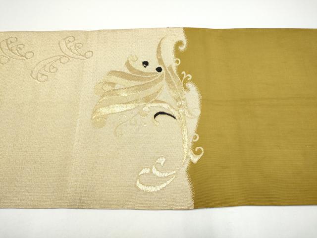 平和屋着物●爪掻き本綴れ　八寸名古屋帯　唐草文　金糸　正絹　逸品　CABG8809hy