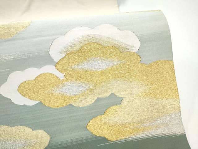 平和屋着物●爪掻き本綴れ　八寸名古屋帯　すくい織　雲重ね文　金銀糸　正絹　逸品　CABG8811hy