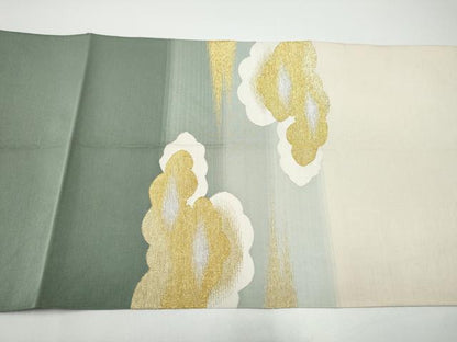 平和屋着物●爪掻き本綴れ　八寸名古屋帯　すくい織　雲重ね文　金銀糸　正絹　逸品　CABG8811hy