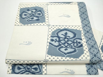 平和屋着物●本場筑前博多織　八寸名古屋帯　市松花文　正絹　逸品　CABG8812hy