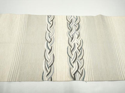 平和屋着物●八寸名古屋帯　すくい織　流水文　金糸　正絹　逸品　CABG8814hy