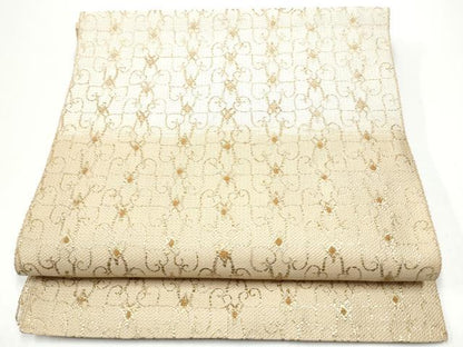 平和屋着物●八寸名古屋帯　唐草文　金糸　正絹　逸品　CABG8824hy