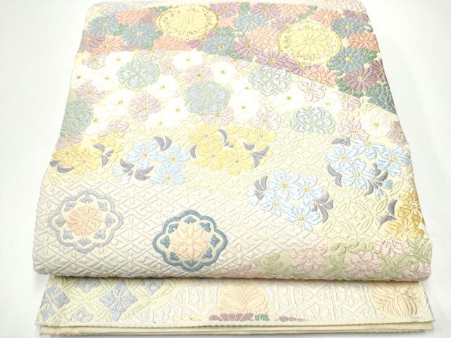 平和屋着物●六通柄袋帯　草花文　正絹　逸品　CABG8828hy