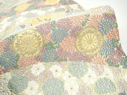 平和屋着物●六通柄袋帯　草花文　正絹　逸品　CABG8828hy