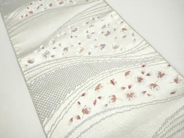 平和屋着物●六通柄袋帯　舞桜文　金糸　正絹　逸品　CABG8832hy