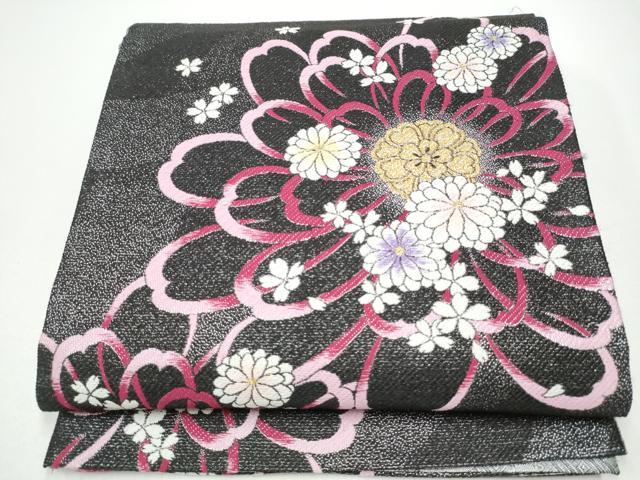 平和屋着物●両面　六通柄袋帯　舞花文　金銀糸　正絹　逸品　CABG8835hy