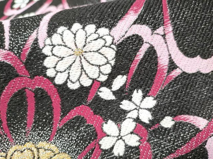 平和屋着物●両面　六通柄袋帯　舞花文　金銀糸　正絹　逸品　CABG8835hy