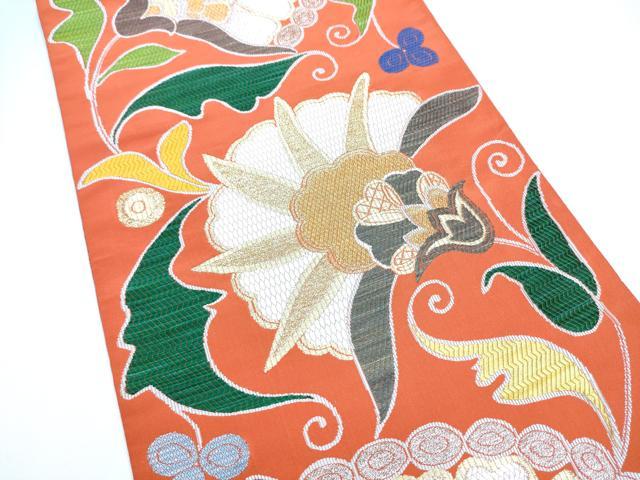 平和屋着物●洛風林　工芸帯地　六通柄袋帯　更紗花唐草文　金銀糸　正絹　逸品　CABG8842hy
