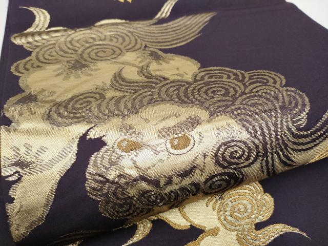 平和屋着物●六通柄袋帯　唐獅子　金糸　正絹　逸品　CABG8848hy