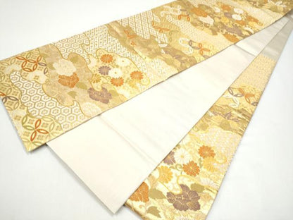 平和屋着物●六通柄袋帯　唐織　吉祥花文　金糸　正絹　逸品　CABG8849hy