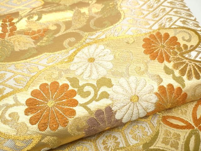 平和屋着物●六通柄袋帯　唐織　吉祥花文　金糸　正絹　逸品　CABG8849hy
