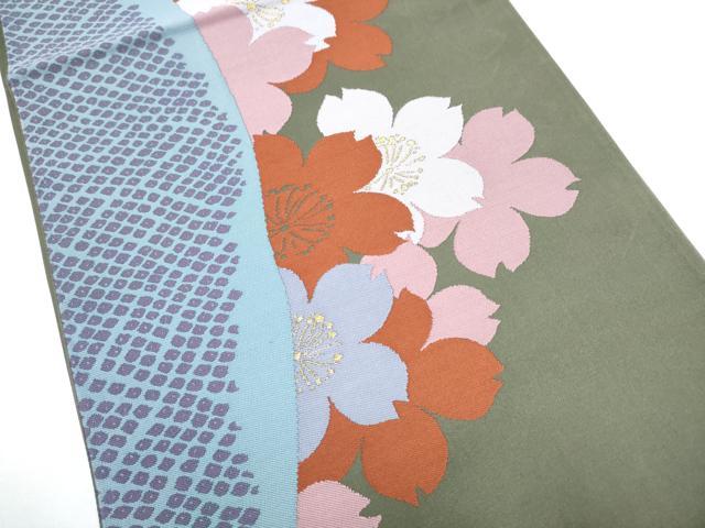 平和屋着物●世界的人形師　辻村寿三郎　ジュサブロー　六通柄袋帯　舞桜文　金糸　正絹　逸品　CABG8850hy