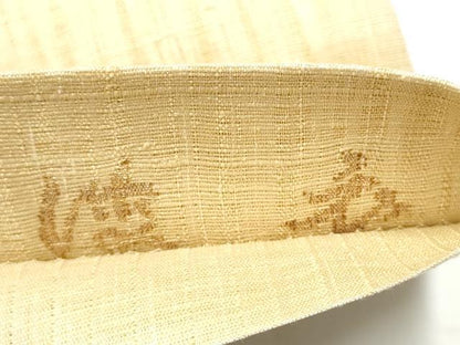 平和屋着物▽西陣　老舗　渡文謹製　手織　すくひ　両面　太鼓柄袋帯　スリーシーズン　春夏秋　草花文　金銀糸　正絹　逸品　CABG8859hy