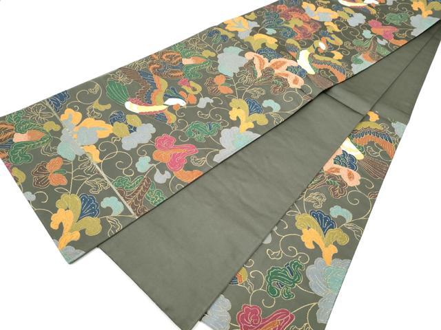 平和屋着物●西陣　白綾苑大庭　六通柄袋帯　花喰鳥　金糸　正絹　逸品　CABG8860hy