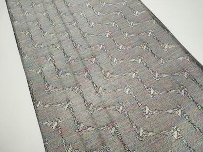 平和屋着物●染色作家　斉藤三才　両面　六通柄袋帯　流水文　三才鳥　金銀糸　正絹　逸品　CABG8862hy