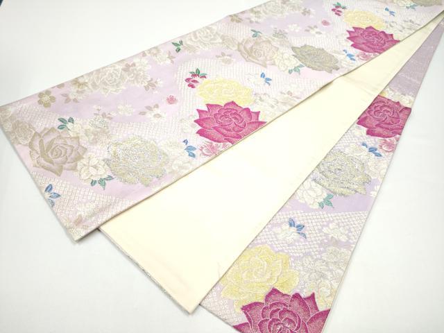 平和屋着物●六通柄袋帯　流水花文　金銀糸　正絹　逸品　CABG8863hy