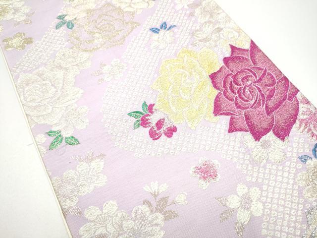 平和屋着物●六通柄袋帯　流水花文　金銀糸　正絹　逸品　CABG8863hy