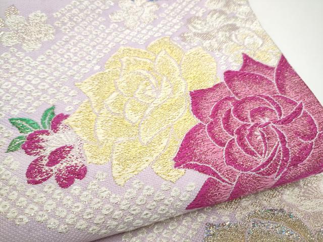 平和屋着物●六通柄袋帯　流水花文　金銀糸　正絹　逸品　CABG8863hy