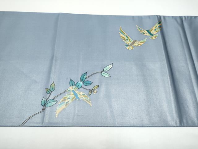 平和屋着物●染色作家　斉藤三才　太鼓柄袋帯　三才鳥　枝花文　金彩　金銀糸　正絹　逸品　CABG8868hy
