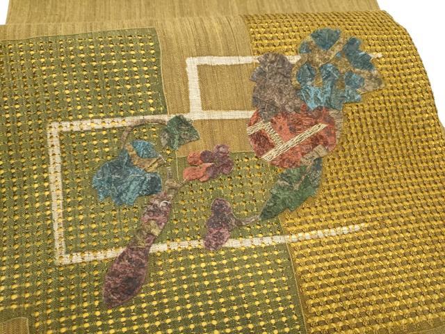 平和屋着物●中国三大刺繍　スワトウ刺繍　太鼓柄袋帯　紬地　成物　金糸　正絹　逸品　CABG8873hy