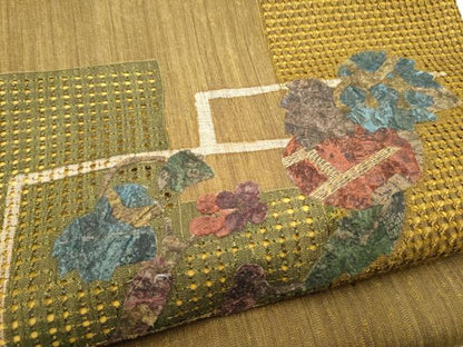 平和屋着物●中国三大刺繍　スワトウ刺繍　太鼓柄袋帯　紬地　成物　金糸　正絹　逸品　CABG8873hy