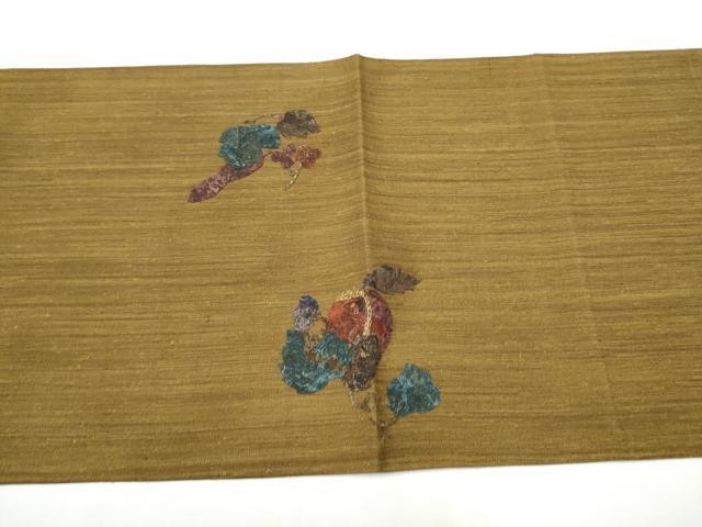 平和屋着物●中国三大刺繍　スワトウ刺繍　太鼓柄袋帯　紬地　成物　金糸　正絹　逸品　CABG8873hy