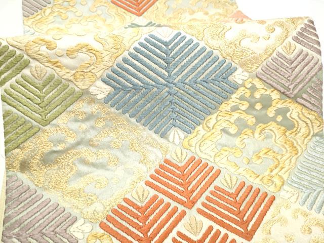 平和屋着物●六通柄袋帯　唐織　菱松葉文　金糸　正絹　逸品　CABG8875hy