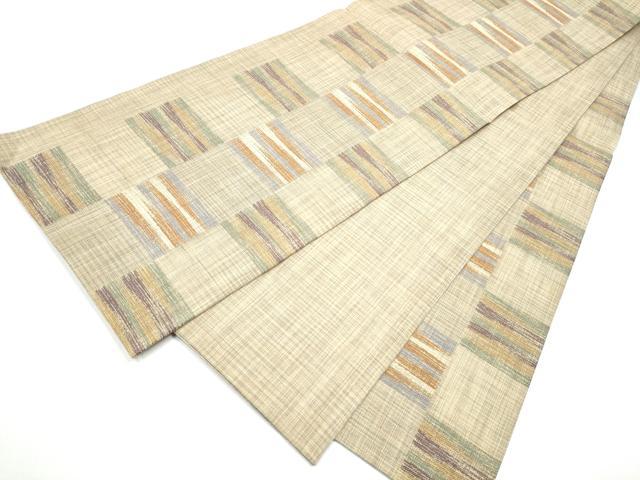 平和屋着物●六通柄袋帯　市松霞文　金糸　正絹　逸品　CABG8881hy