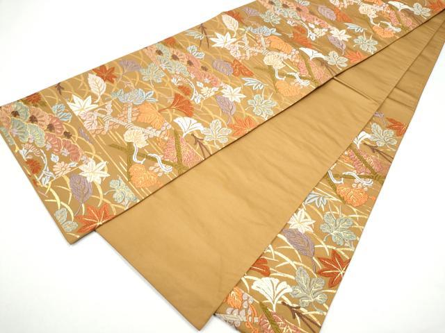 平和屋着物●六通柄袋帯　唐織　草花文　金糸　正絹　逸品　CABG8885hy