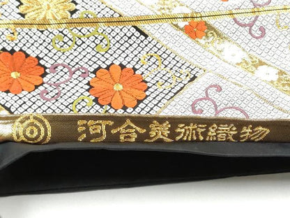 平和屋着物●西陣　河合美術織物謹製　六通柄袋帯　唐織　菊唐草文　金糸　正絹　逸品　CABG8887hy