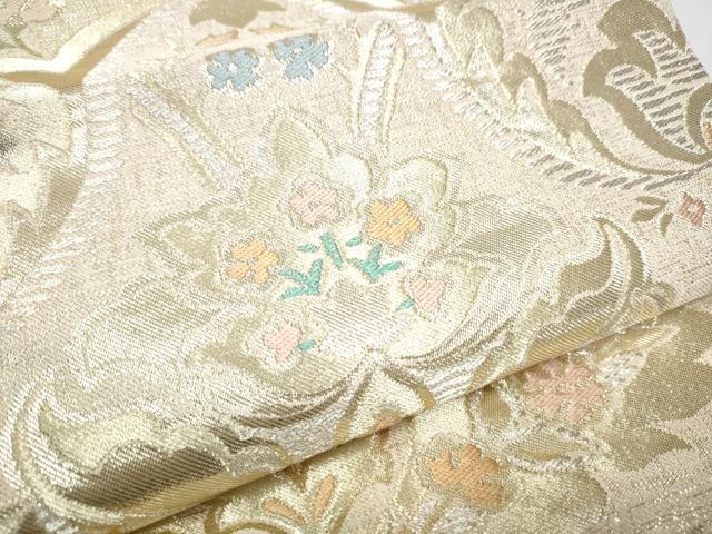 平和屋着物●西陣　川島織物　六通柄　本袋帯　更紗花文　金糸　正絹　逸品　CABG8890hy