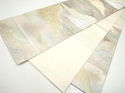 平和屋着物●西陣　川島織物　六通柄　本袋帯　流水花文　金銀糸　正絹　逸品　CABG8891hy