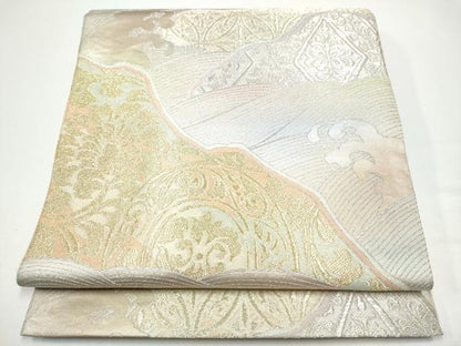平和屋着物●西陣　川島織物　六通柄　本袋帯　流水花文　金銀糸　正絹　逸品　CABG8891hy