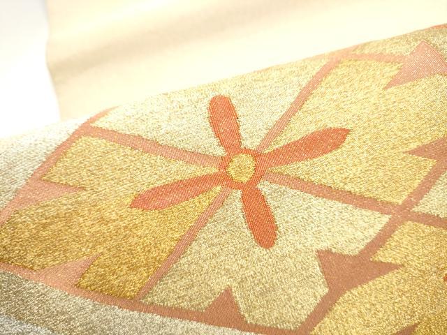 平和屋着物●爪掻き本綴れ　太鼓柄袋帯　花菱文　金糸　正絹　逸品　CABG8894hy