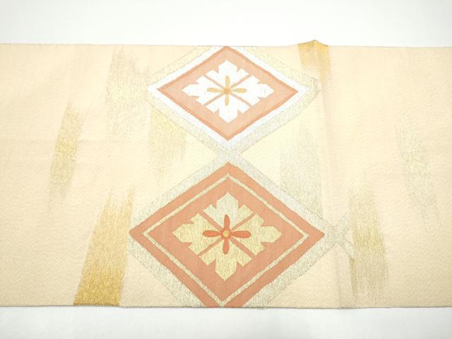 平和屋着物●爪掻き本綴れ　太鼓柄袋帯　花菱文　金糸　正絹　逸品　CABG8894hy