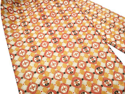 平和屋着物●九寸名古屋帯　花菱文　金彩　正絹　逸品　CABG8895hy
