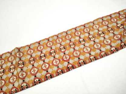 平和屋着物●九寸名古屋帯　花菱文　金彩　正絹　逸品　CABG8895hy