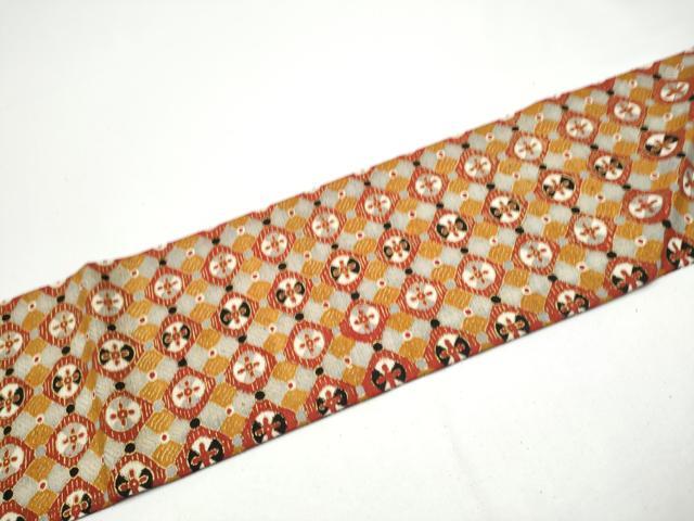 平和屋着物●九寸名古屋帯　花菱文　金彩　正絹　逸品　CABG8895hy