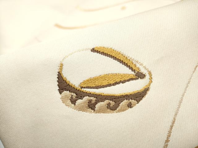 平和屋着物●九寸名古屋帯　唐織　ぽっくり　草花文　金糸　正絹　逸品　CABG8898hy