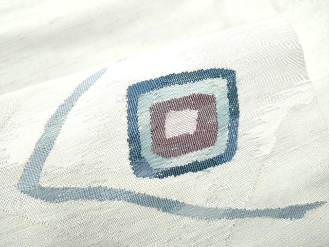 平和屋着物●九寸名古屋帯　紬地　すくい織　幾何学文様　正絹　逸品　CABG8900hy