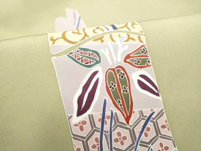 平和屋着物●九寸名古屋帯　友禅　桐唐草文　正絹　逸品　CABG8904hy