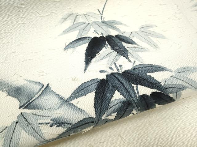 平和屋着物●九寸名古屋帯　作家物　髭紬　手描き　笹竹文　正絹　逸品　CABG8912hy