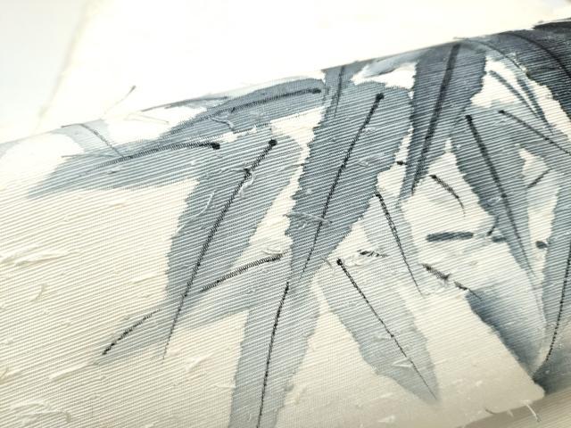 平和屋着物●九寸名古屋帯　作家物　髭紬　手描き　笹竹文　正絹　逸品　CABG8912hy