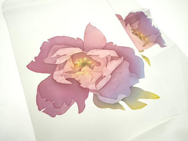 平和屋着物●塩瀬　九寸名古屋帯　作家物　ろうけつ染　舞花文　正絹　逸品　CABG8913hy
