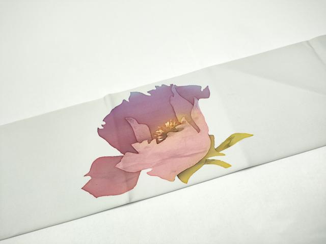 平和屋着物●塩瀬　九寸名古屋帯　作家物　ろうけつ染　舞花文　正絹　逸品　CABG8913hy