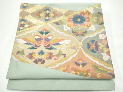 平和屋着物●爪掻き本綴れ　八寸名古屋帯　花鳥文　金銀糸　正絹　逸品　CABG8914hy