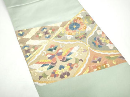 平和屋着物●爪掻き本綴れ　八寸名古屋帯　花鳥文　金銀糸　正絹　逸品　CABG8914hy