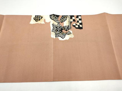 平和屋着物●爪掻き本綴れ　八寸名古屋帯　市松舞桜文　金糸　正絹　逸品　CABG8916hy