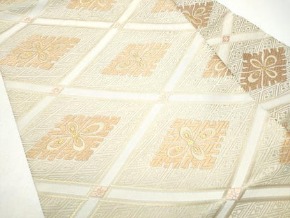 平和屋着物●九寸名古屋帯　唐織　菱花文　金糸　正絹　逸品　CABG8917hy